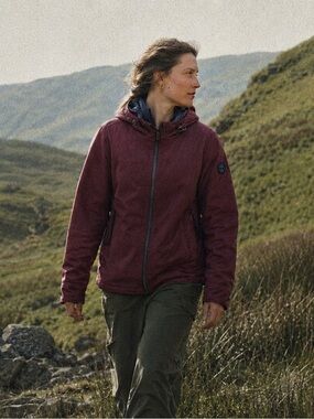 Timberland Women’s Burgundy Hooded Rain Jacket Hiking Windbreaker Size S/4